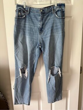 Abercrombie & Fitch Light Blue Distressed Wide Leg Jeans